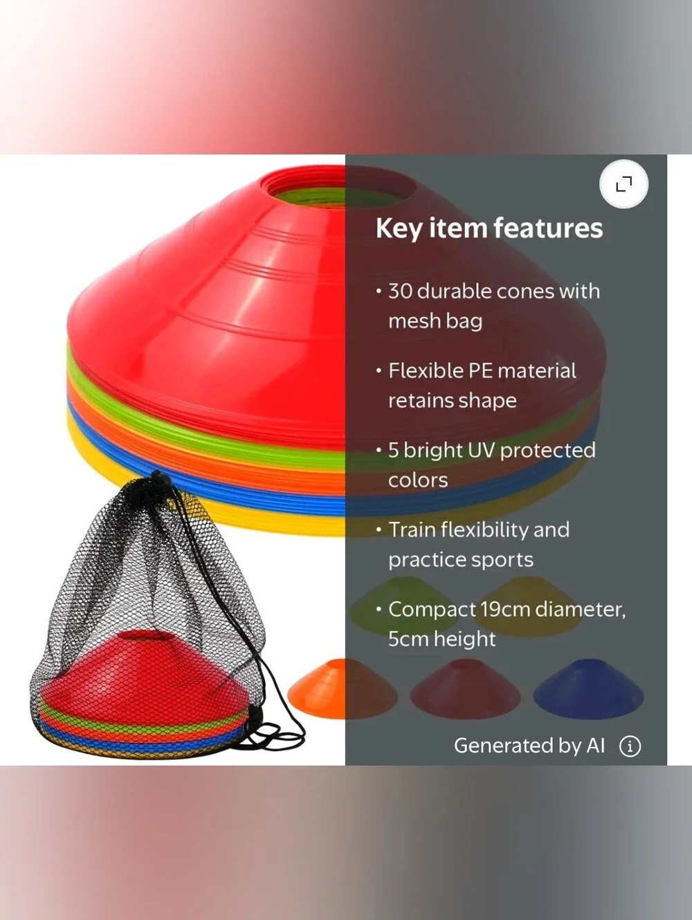 30 Pcs Disc Cones Training Cones Agility Soccer Cones with Carry Bag for Trainin